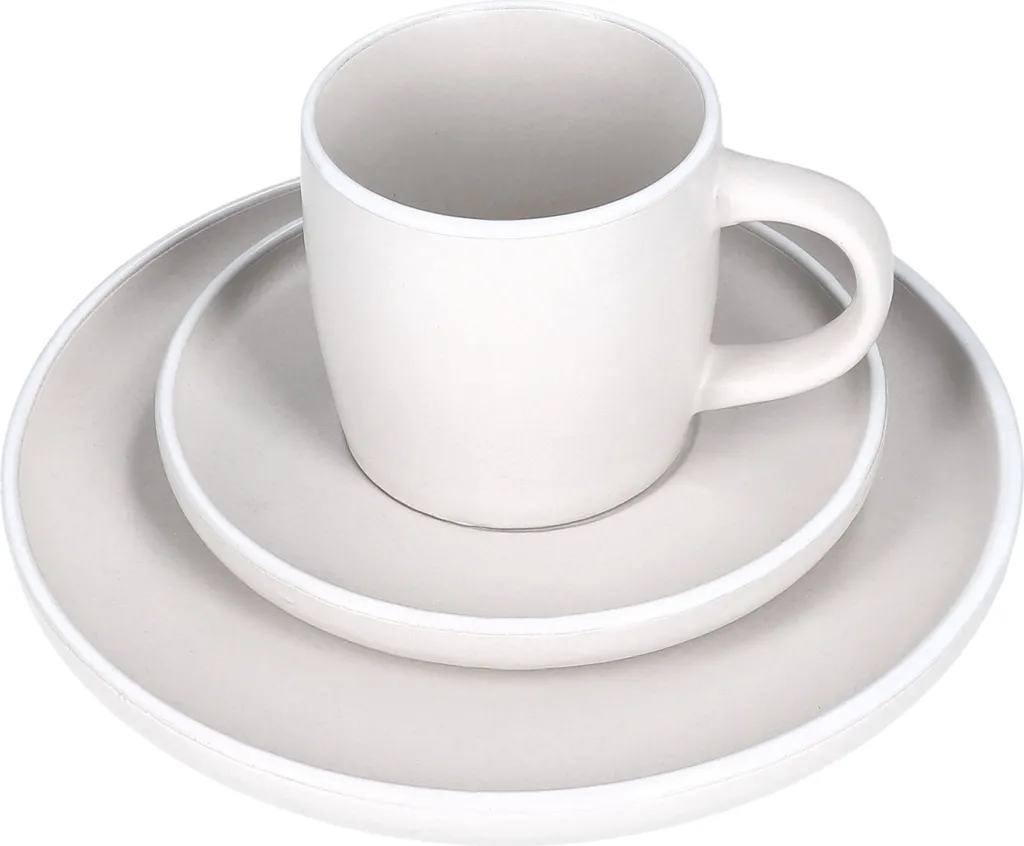 18tlg. Kaffeeservice Lea 6 Personen Kuchenteller Kaffee-Tasse Weiß Steingut – Bild 3