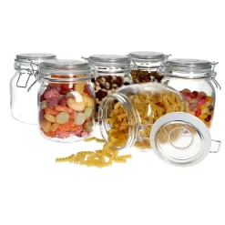 6er Set Vorratsgläser Foody 1L Aufbewahrungsglas Vorratsdosen Bügelverschluss
