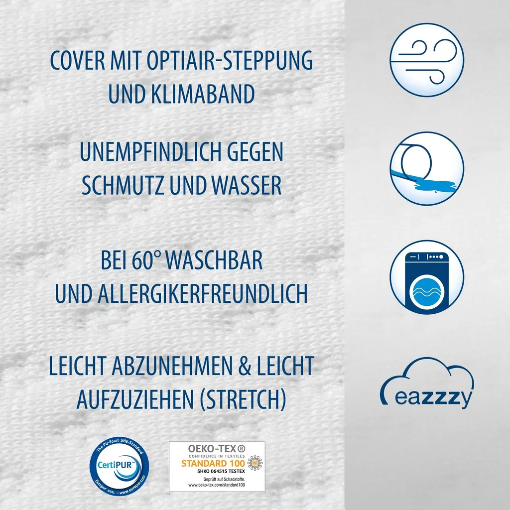 Genius Eazzzy Matratzentopper 140x200 Cm Matratzenauflage Topper Visco Set Bett; A19205 – Bild 6