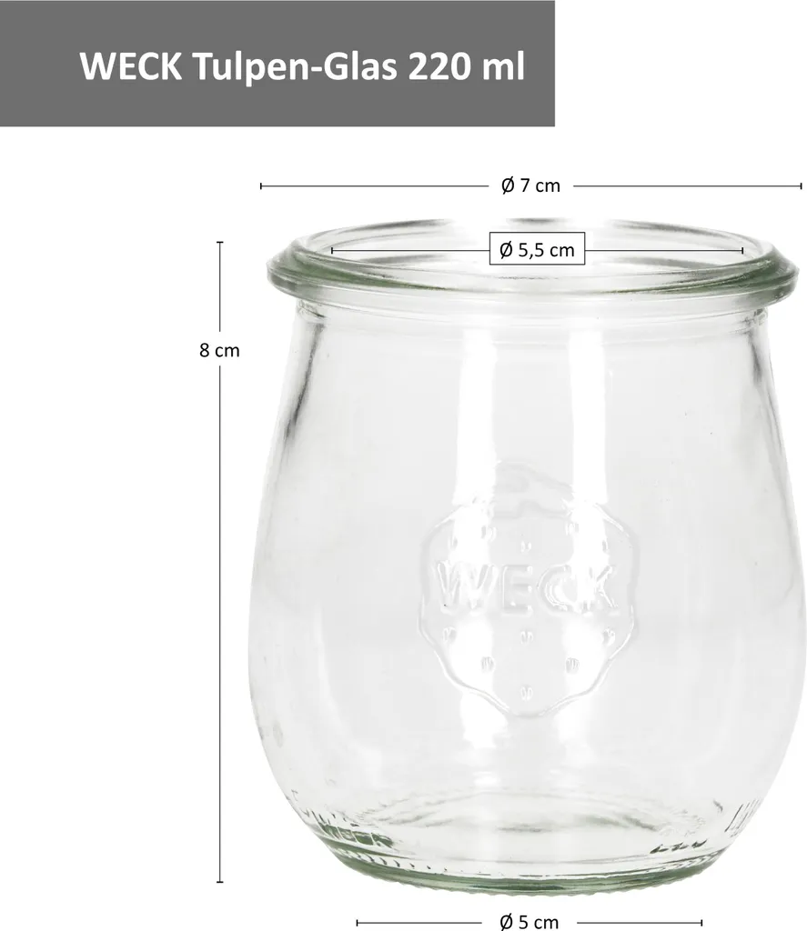 MamboCat 12er Set Weckgläser Tulpenglas Mit Frischhalte-Deckel 220ml + Rezeptheft – Bild 6
