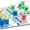 Relaxdays 10010181 Drinking Ludo Spiel, Partyspiel Für Erwachsene, Brett, 2 Würfel & 16 Shotgläser, Lustiges Trinkspiel