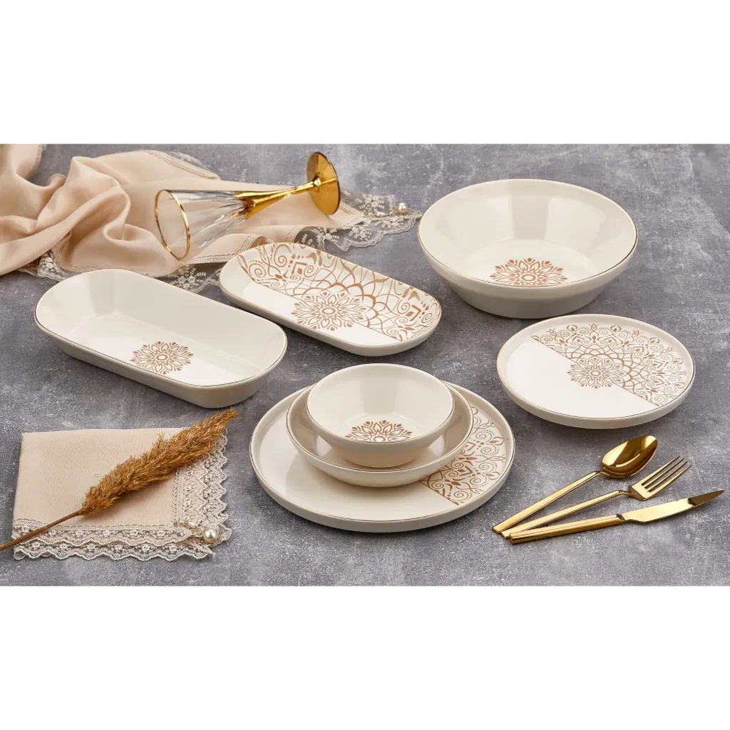 Tac Laterna Vicenza 53-teiliges Porzellangeschirr Goldrand