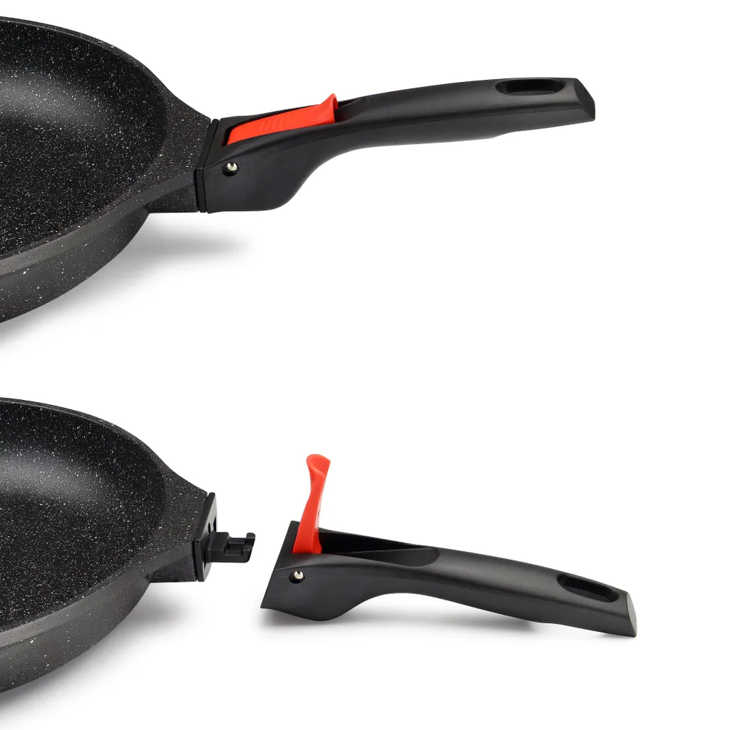 Linnuo Aluguss Pfanne 24 Cm Abnehmbarer Griff, Antihaftbeschichtete Pfanne Induktion Und Alle Herden, Dicker Boden Optimale Wärmeverteilung, Pfanne Ofenfest, Bratpfanne 24 Cm Hoher Rand | Frying Pan – Bild 3