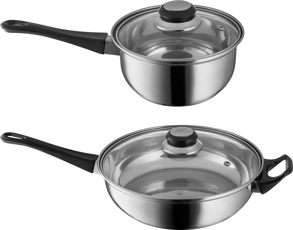 Tectake Topfset Aus Edelstahl Mit Glasdeckeln 12-tlg. - Silber – Bild 3