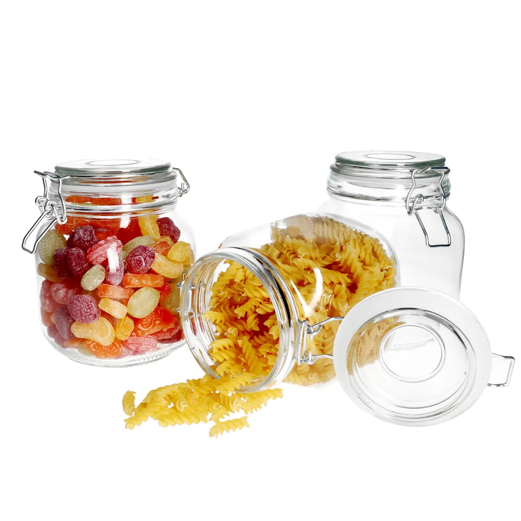 6er Set Vorratsgläser Foody 1L Aufbewahrungsglas Vorratsdosen Bügelverschluss – Bild 3