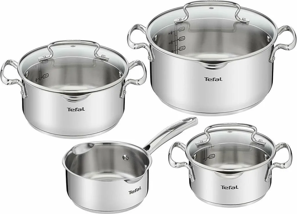 Tefal G719S734 DUETTO 8-tlg.Set 3x Kochtopf/Glasdeckel + Stieltopf + Suppenkelle – Bild 2