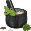Relaxdays Granit Mörser Mit Stößel 12 Cm