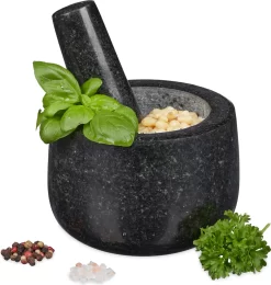 Relaxdays Granit Mörser Mit Stößel 12 Cm