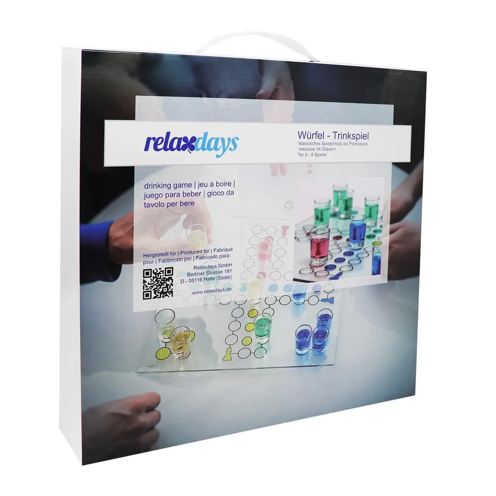 Relaxdays 10010181 Drinking Ludo Spiel, Partyspiel Für Erwachsene, Brett, 2 Würfel & 16 Shotgläser, Lustiges Trinkspiel – Bild 7