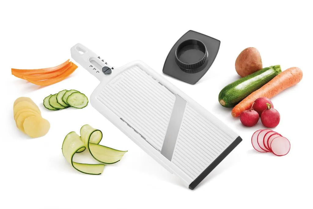 Gemüsehobel Küchenreibe Gurkenhobel Kartoffelschneider Küchenhobel 6 Stufen Weiß – Bild 4