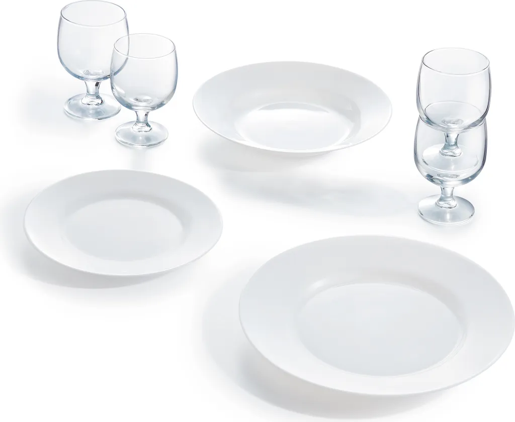 Tellerset Tafelservice Geschirrset 6 Personen 18 Tlg. Glas Luminarc Weiß Glatt – Bild 3