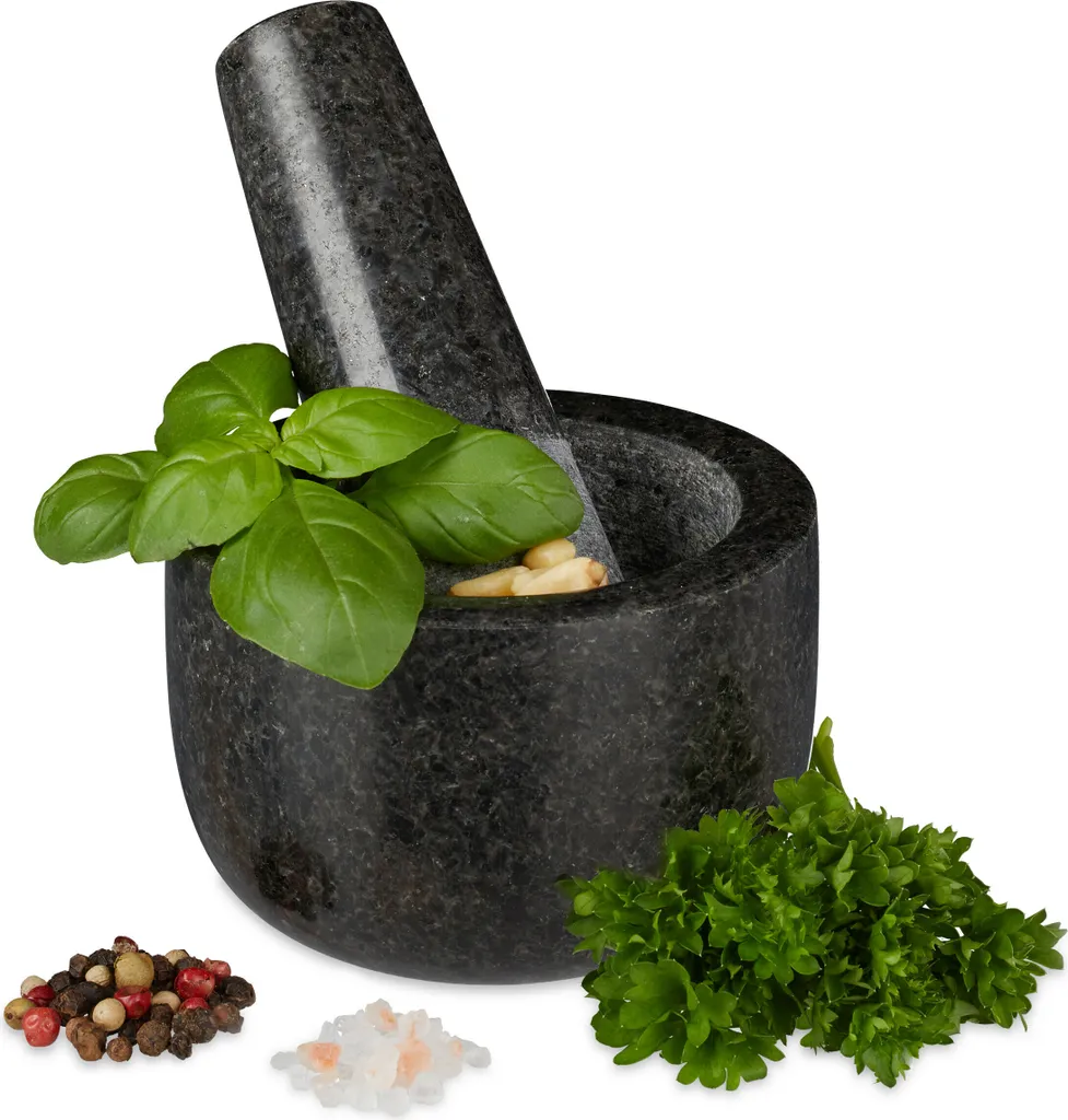Relaxdays Granit Mörser Mit Stößel Klein