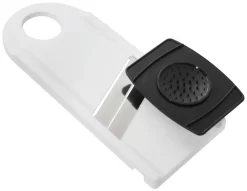 Fackelmann Gemüsehobel Mit Restehalter, Gemüseschneider Mit 2 Edelstahl-Klingen, Hochwertiger Gurkenhobel (Farbe: Weiß/Schwarz), Menge: 1 Stück