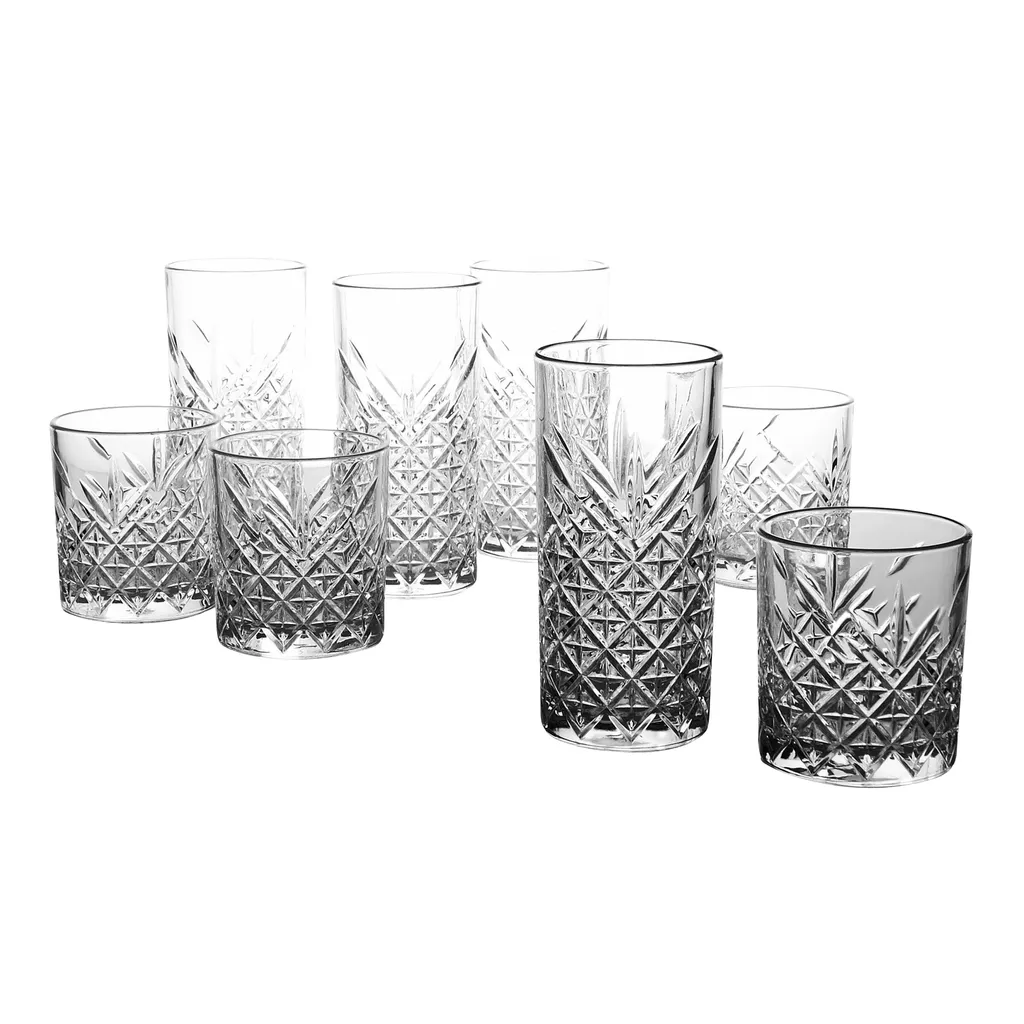 CreaTable 15459 Timeless Longdrinkbecher & Whiskygläser, Klar, 8-teilig (1 Set)