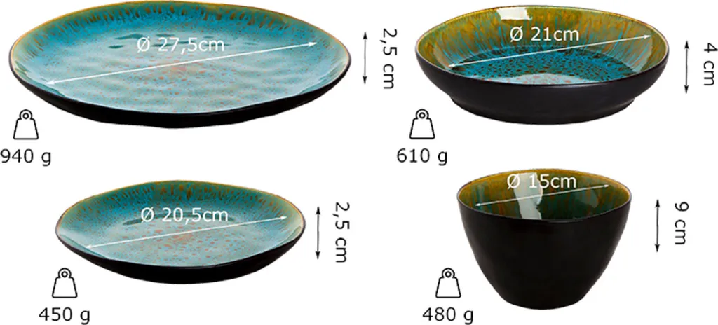 Palmer Geschirrset LOTUS 6 Personen, Modernes Tafelservice 24-teilig, Hochwertiges Kombiservice Aus Steingut, Spülmaschinengeeignet, Ofen- & Mikrowellenfest – Bild 3