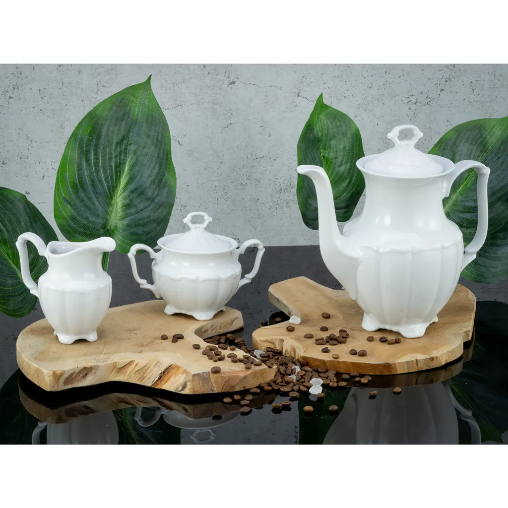 CreaTable 16028 Kaffeegarnitur Maria Theresia Für 1 Personen + Uni, Porzellan, Weiß (1 Set, 3-teilig) – Bild 2