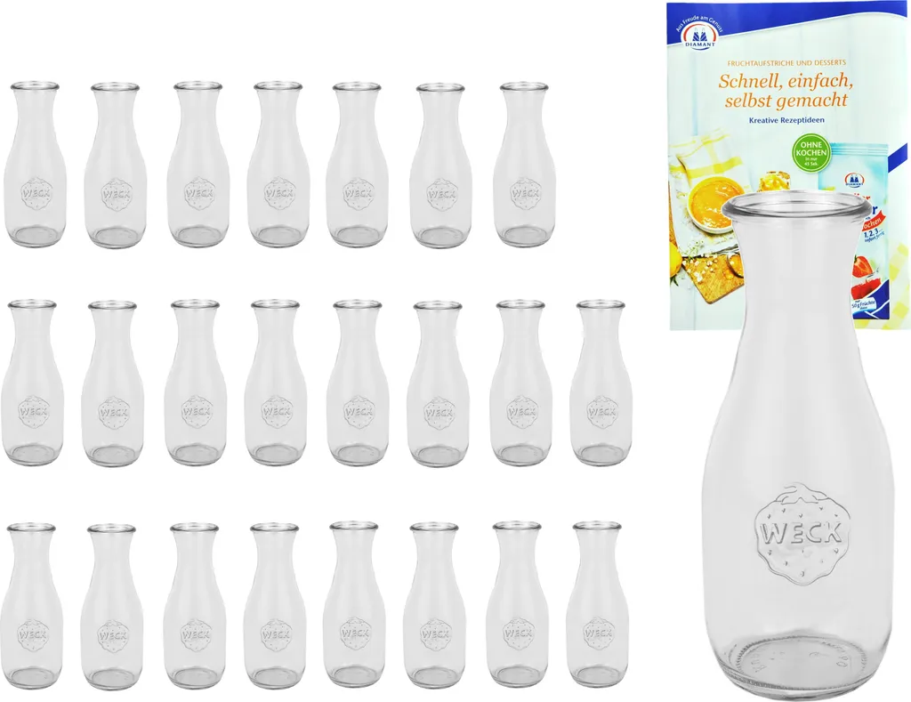 24er Set Weck Gläser 530ml Saftflasche Inkl. Gelierzauber Rezeptheft Von Diamantzucker