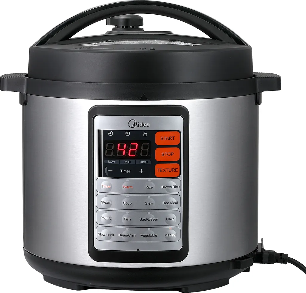 Midea 5,5 L Multikocher-Schnellkochtopf, 1000W– 14 In1 Dampfgarer, Multikocher, Reiskocher, Dampfkochtopf, Schongarer, Uvm MY-CS6019WPB Silber