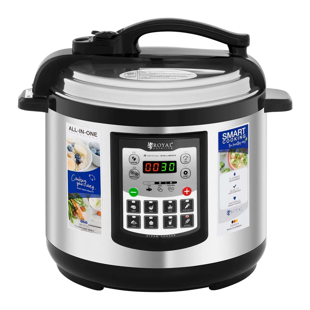 Aluminium Schnellkochtopf Kochtopf Dampfkocher Schnellkocher 6L Timer + Display – Bild 3